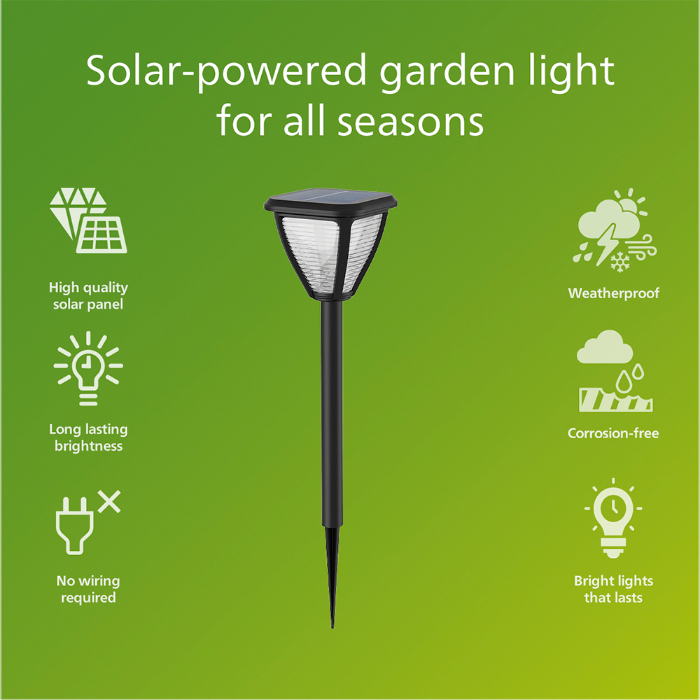 Lampa solara Philips Vapora, 1.5W, 200lm, IP44, plastic, negru