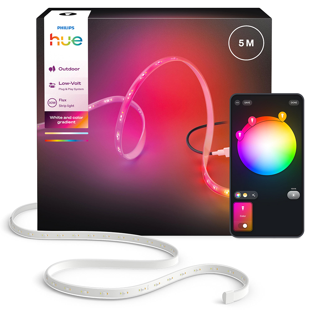 Banda LED exterior Smart PHILIPS Hue Flux, ZigBee, RGB, 30W, 3000lm, 5m