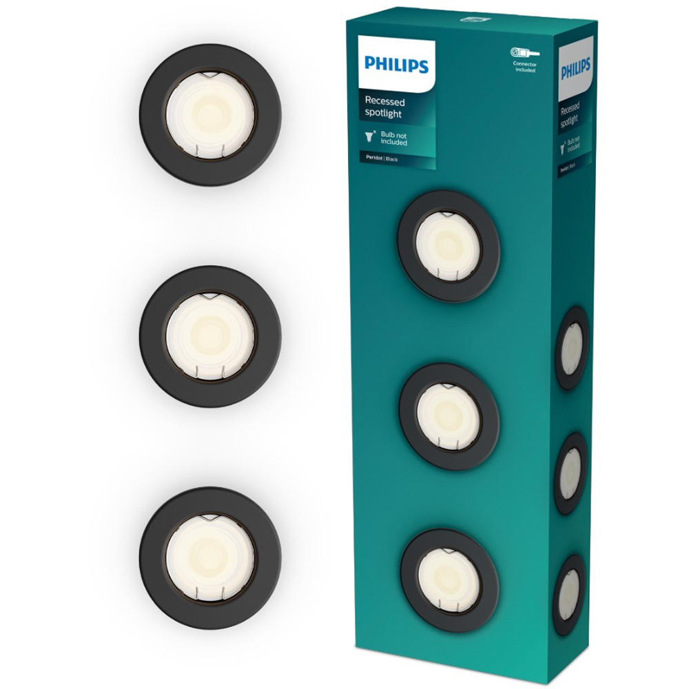 Set spot incastrat PHILIPS Peridot 8721103037091, 7W, IP20, negru, 3 bucati