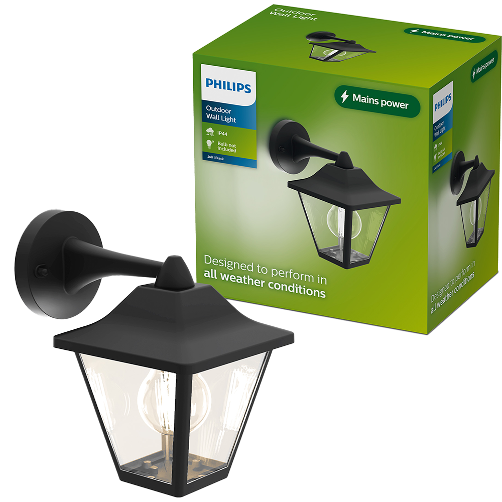 Lampa de exterior Philips Juli, 25W, IP44, plastic, negru