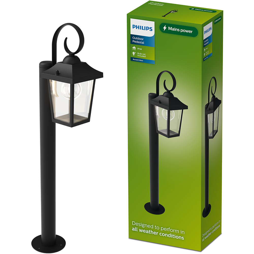 Lampa de exterior cu piedestal Philips Buzzard, E27, 25W, IP44, aluminiu, negru