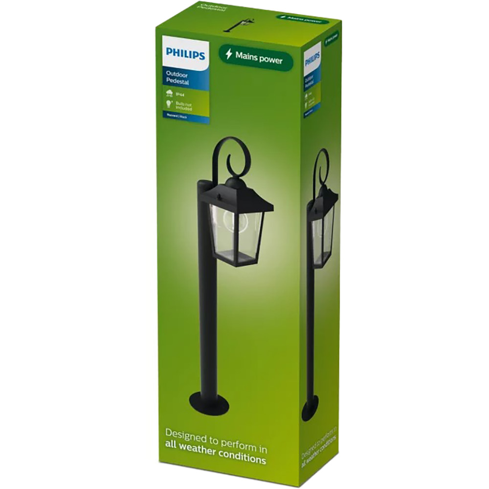 Lampa de exterior cu piedestal Philips Buzzard, E27, 25W, IP44, aluminiu, negru