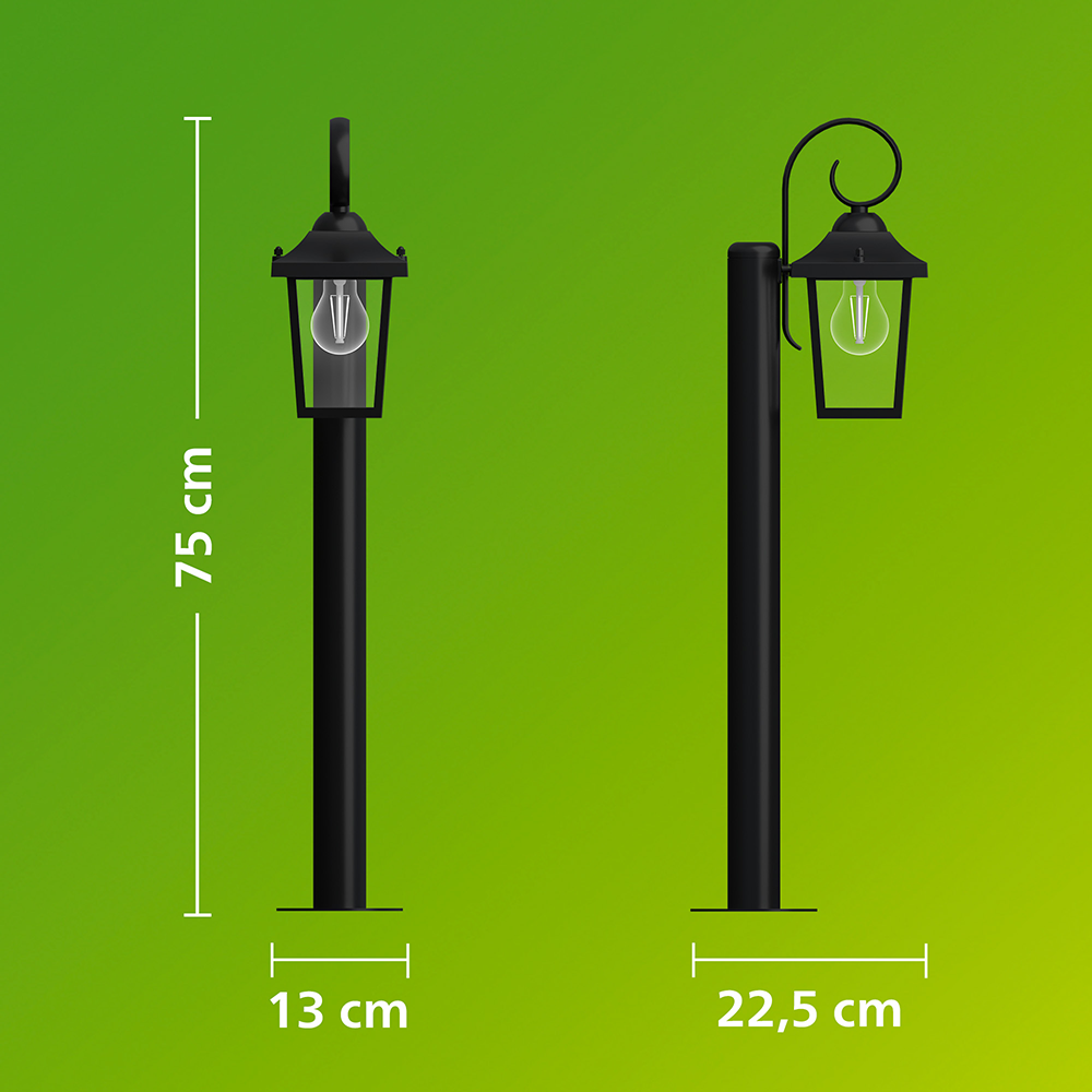 Lampa de exterior cu piedestal Philips Buzzard, E27, 25W, IP44, aluminiu, negru