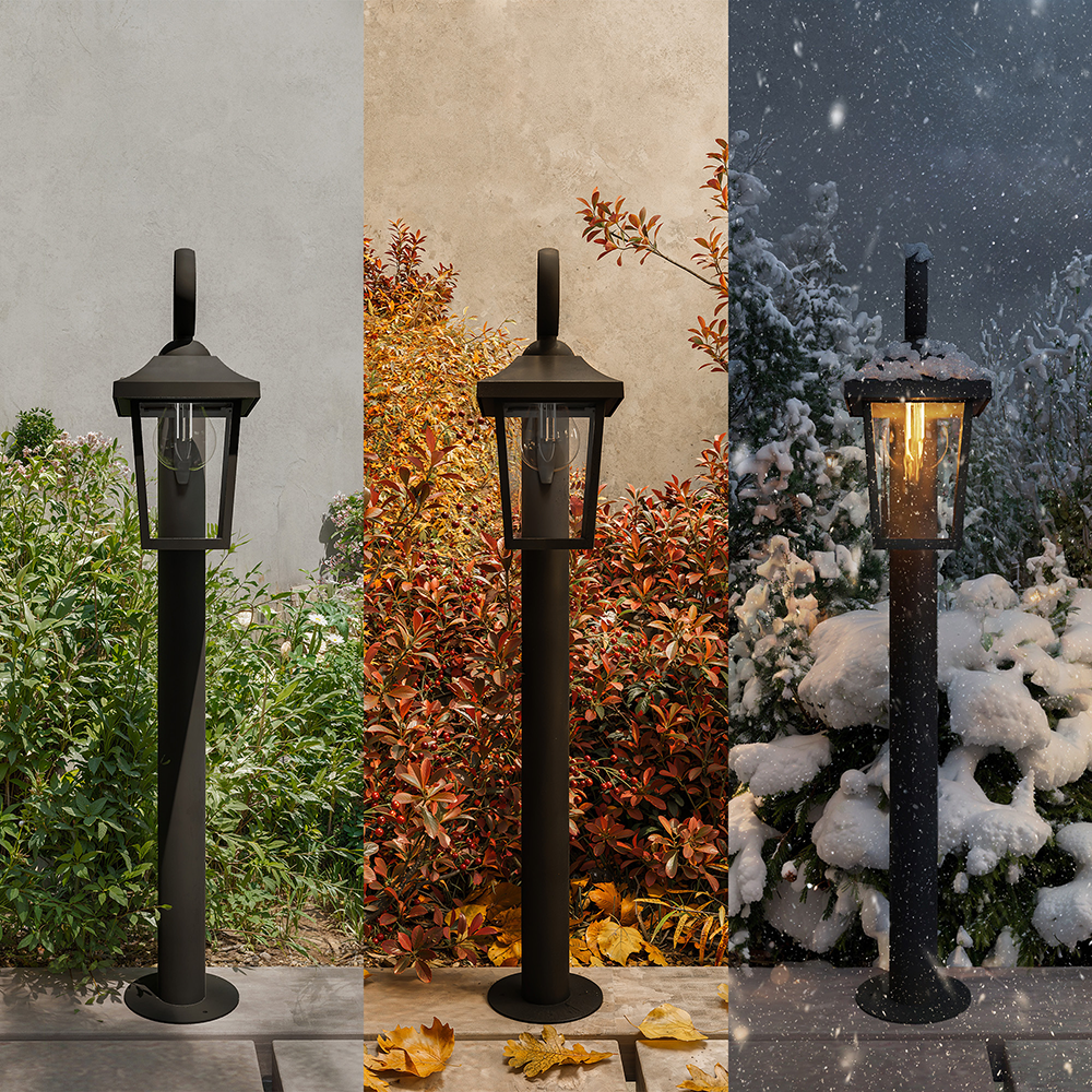 Lampa de exterior cu piedestal Philips Buzzard, E27, 25W, IP44, aluminiu, negru