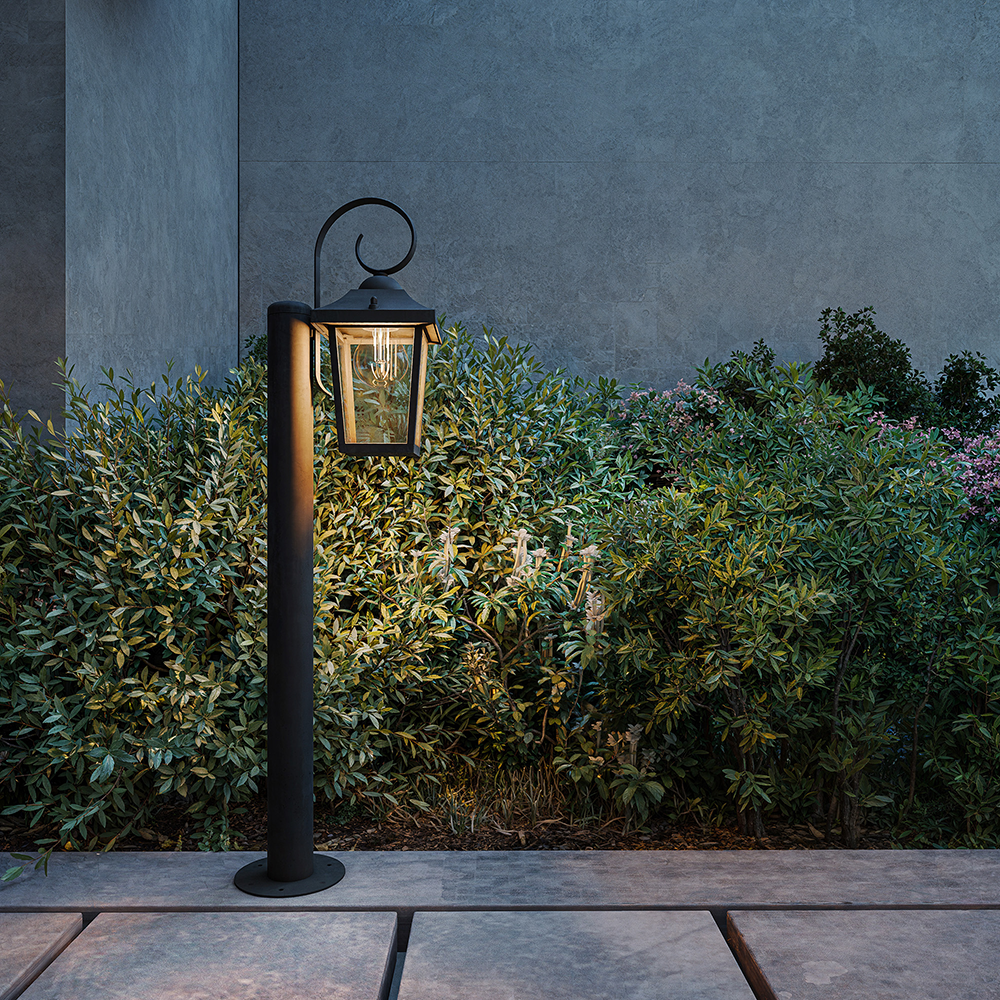 Lampa de exterior cu piedestal Philips Buzzard, E27, 25W, IP44, aluminiu, negru