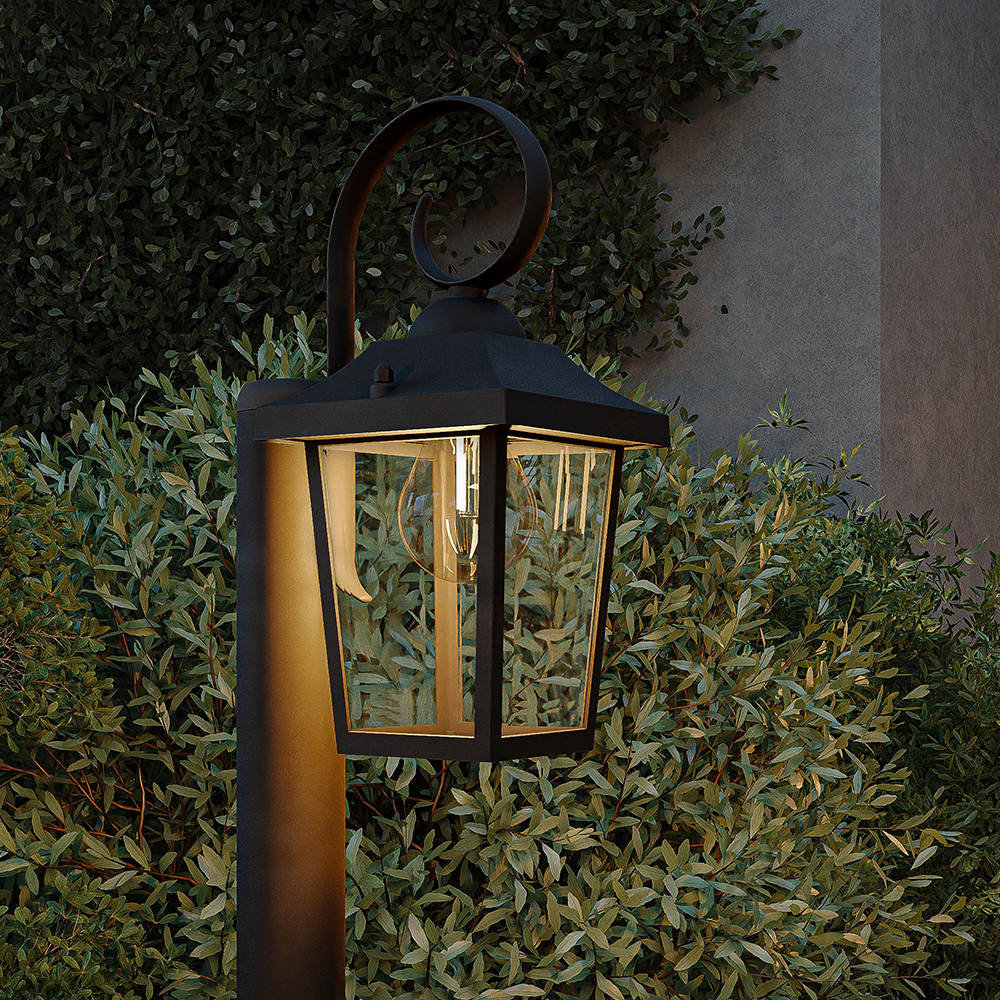 Lampa de exterior cu piedestal Philips Buzzard, E27, 25W, IP44, aluminiu, negru