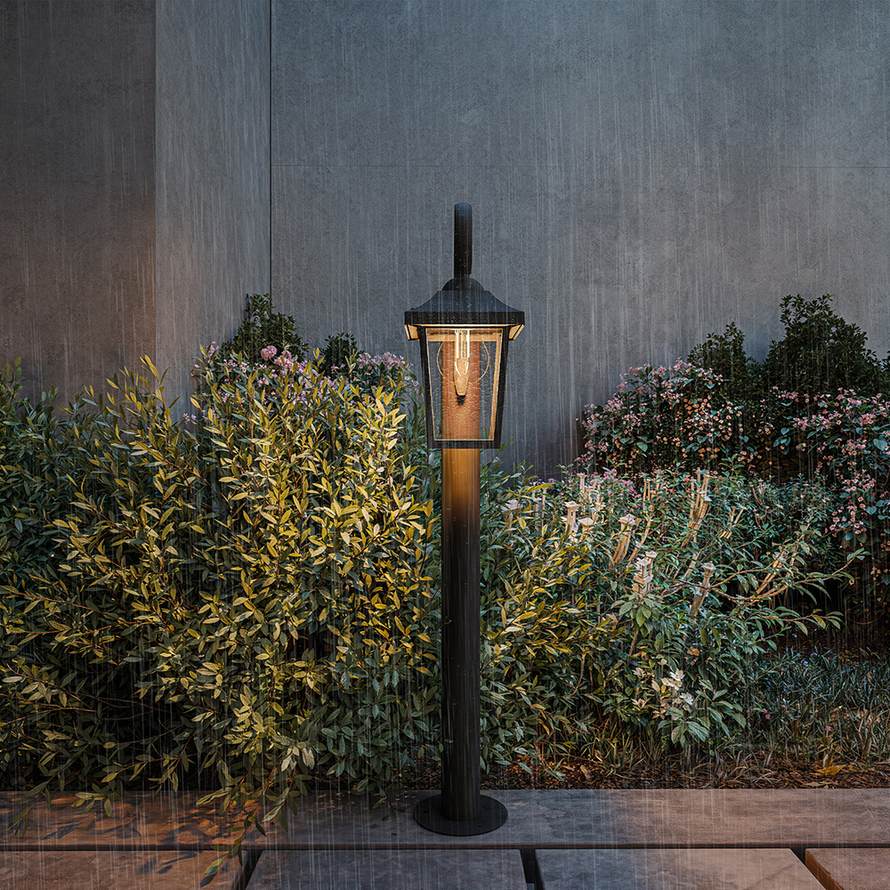 Lampa de exterior cu piedestal Philips Buzzard, E27, 25W, IP44, aluminiu, negru