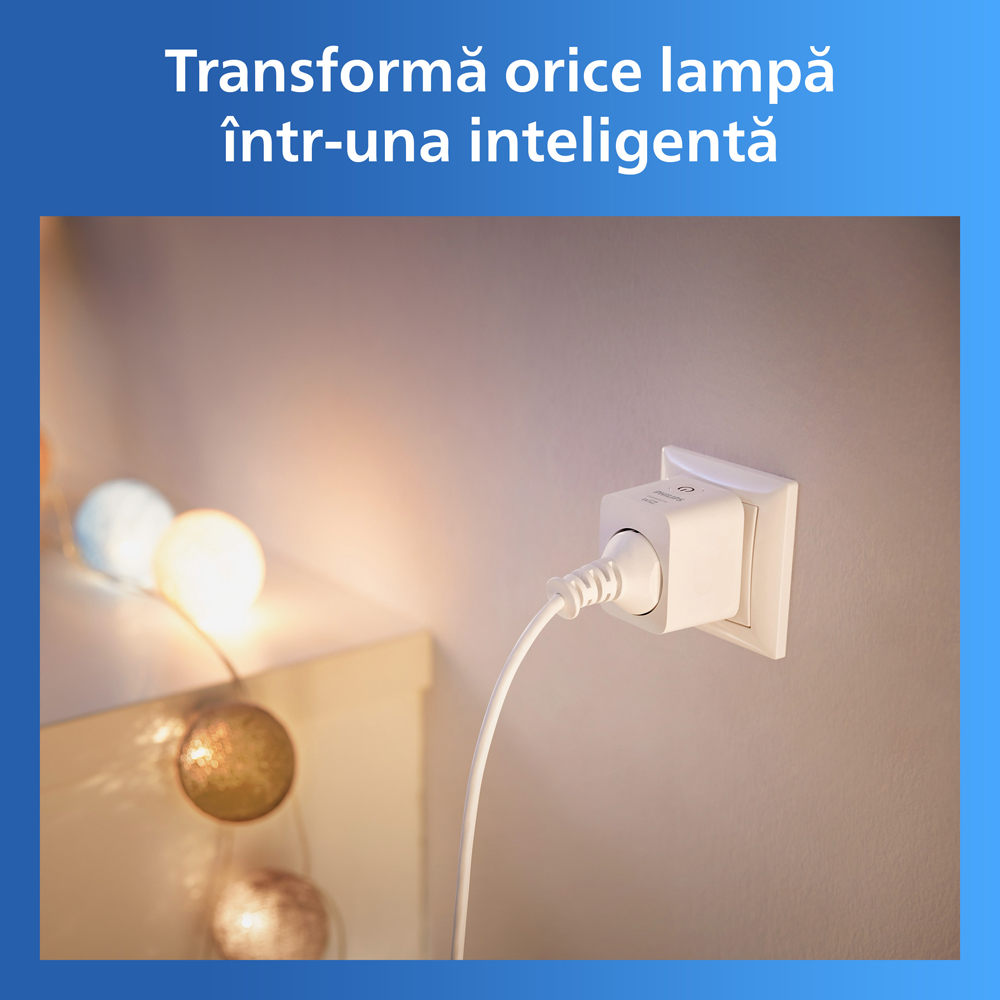 Priza inteligenta PHILIPS 929004751921, Wi-Fi, WiZ, IP20, Power Meter, alb