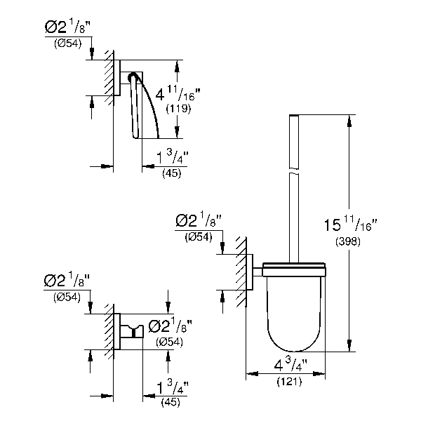 Set accesorii baie GROHE Essentials City 3in1 40407001, 3 accesorii, crom