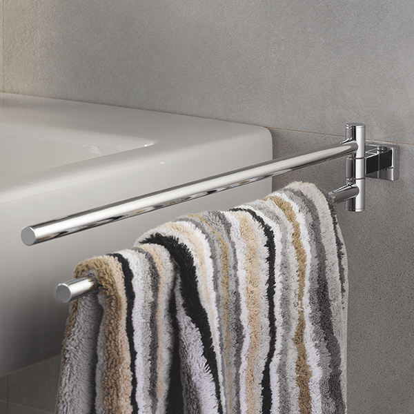 Suport prosop dublu GROHE Essentials Cube 40624001, 43.9cm, crom