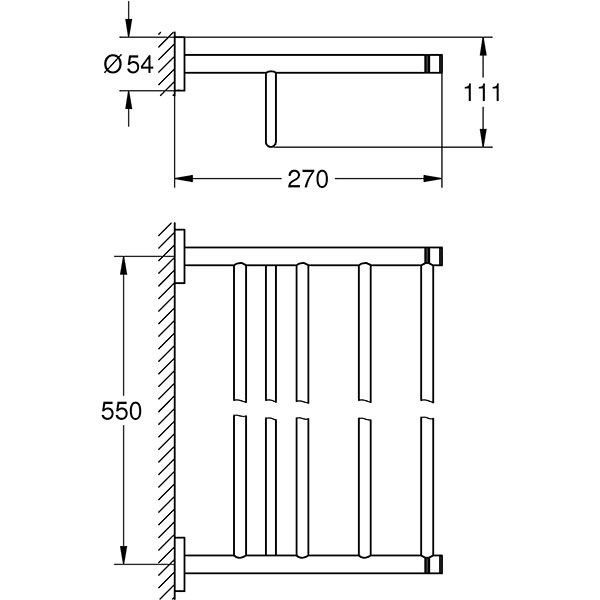 Suport prosop multiplu GROHE Essentials 40800001, 60.4cm, argintiu