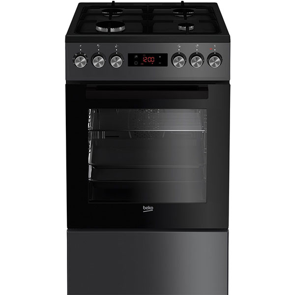 Aragaz BEKO FSM52330DAO, 4 arzatoare, Gaz + Electric, L 50 cm, Grill, antracit