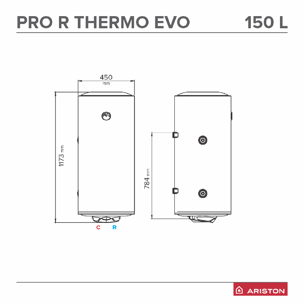 Boiler electric ARISTON Pro R Thermo Evo, 150l, 2000W, alb