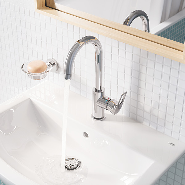 Baterie lavoar GROHE Bauloop 23763001, marimea L, alama, argintiu