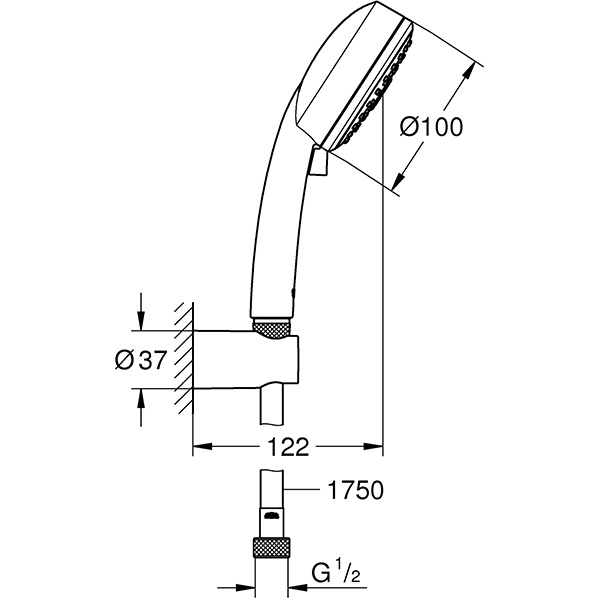 Set dus GROHE Vitalio Comfort 100 26176000, 3 functii, crom