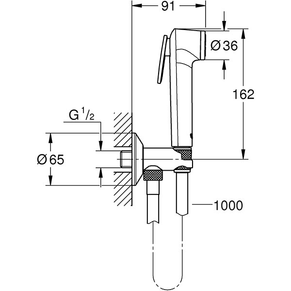 Set dus igienic GROHE Tempesta-F Trigger 26358000, 1 functie, argintiu