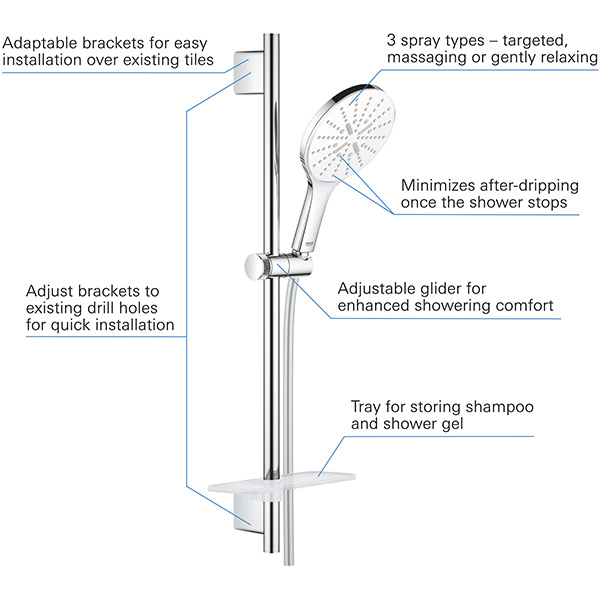 Coloana dus GROHE Vitalio SmartActive 150 26598000, 3 functii, crom