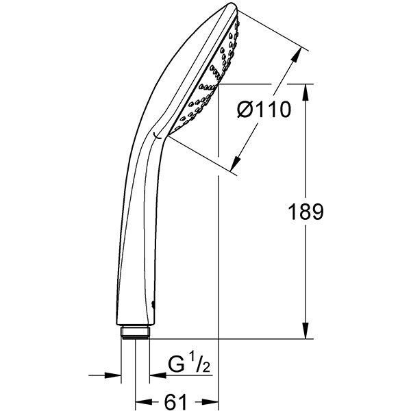 Para dus GROHE Euphoria 110 Mono 27265000, 1 functie, argintiu