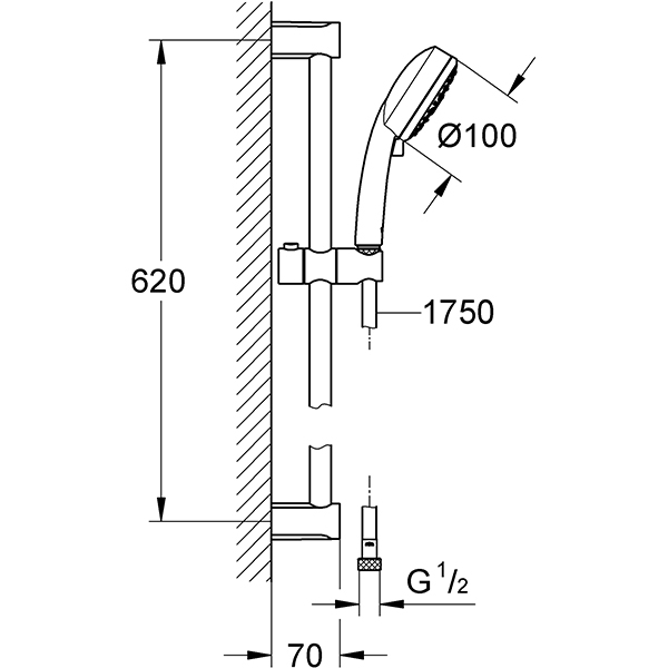 Coloana dus GROHE Tempesta Cosmopolitan 27787002, 4 functii, crom