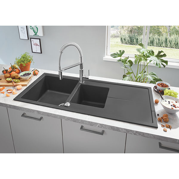Baterie bucatarie GROHE Get 30361000, dus extractibil, metal, argintiu
