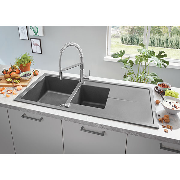 Baterie bucatarie GROHE Get 30361000, dus extractibil, metal, argintiu