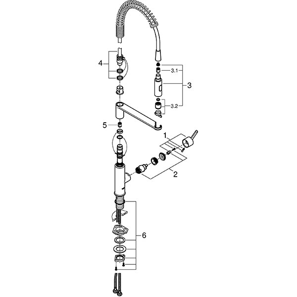 Baterie bucatarie GROHE Get 30361000, dus extractibil, metal, argintiu