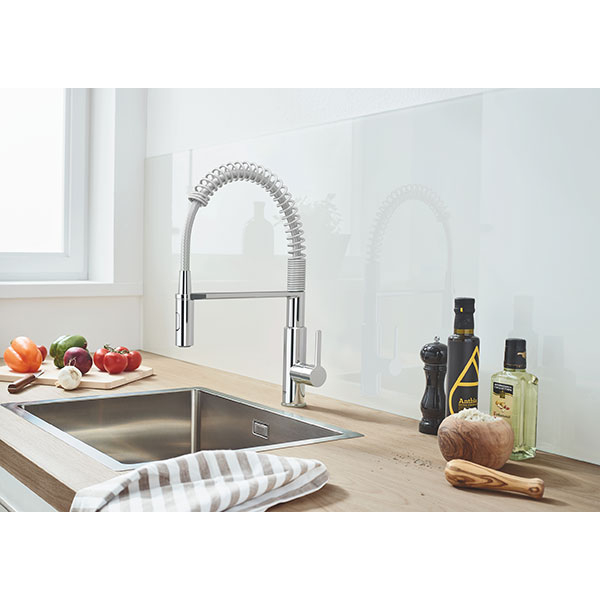 Baterie bucatarie GROHE Get 30361000, dus extractibil, metal, argintiu