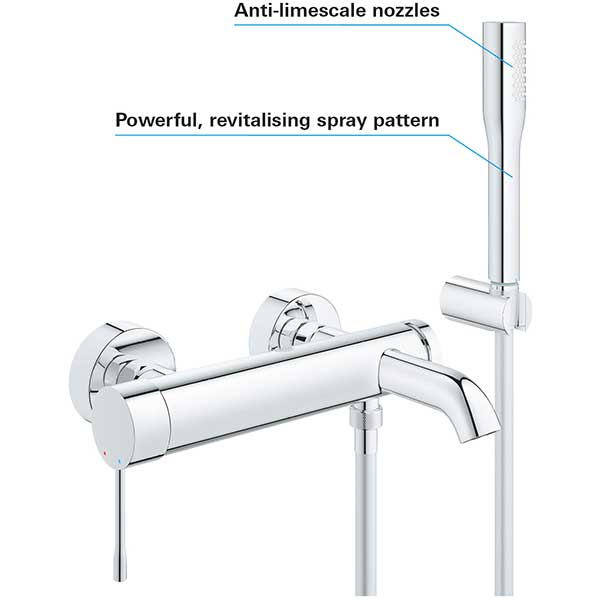 Set baterie cada si dus GROHE Essence 33628001, metal, crom