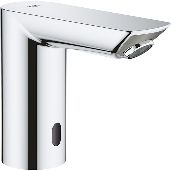 Baterie lavoar cu senzor infrarosu GROHE Bau Cosmopolitan E 36452000, baterie Litiu 6V, alama, argintiu