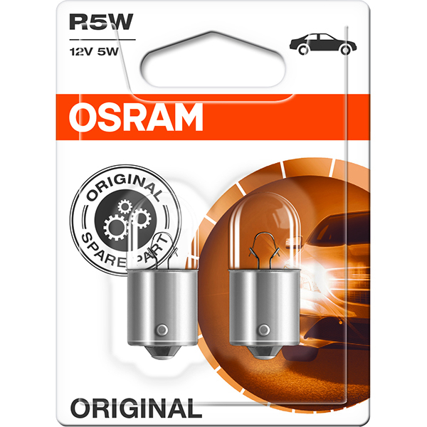 Bec auto halogen OSRAM, R5W, 12V, 5W, BA15s, 2 bucati