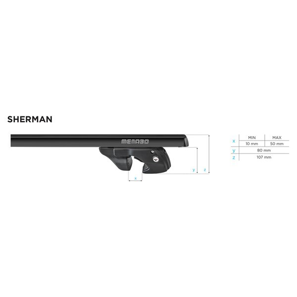 Bare transversale MENABO Sherman Black, Toyota Yaris (P1) Verso, 2000-2005, 120 cm