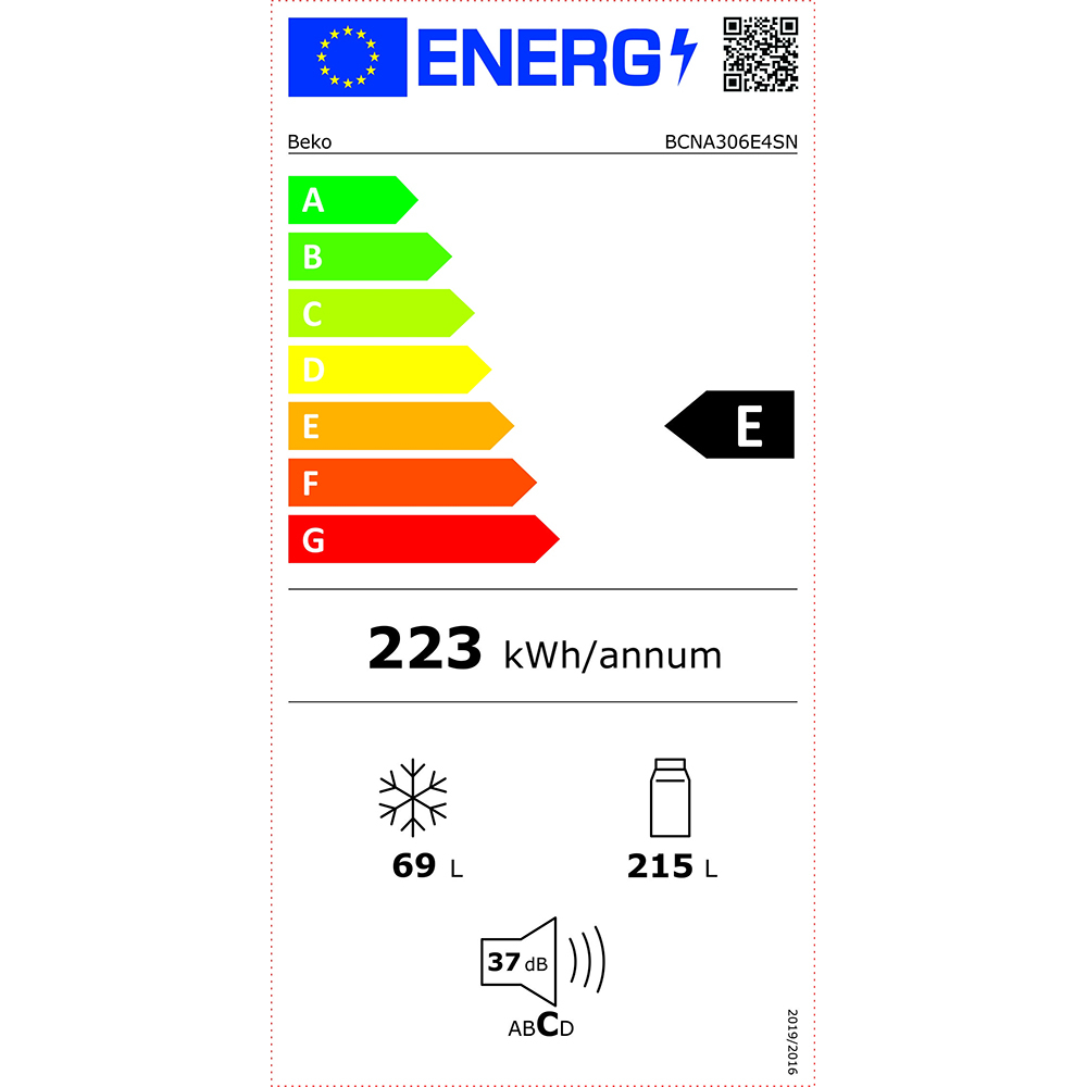 Combina frigorifica incorporabila BEKO BCNA306E4SN, NeoFrost, 284 l, H 193.5 cm, Clasa E