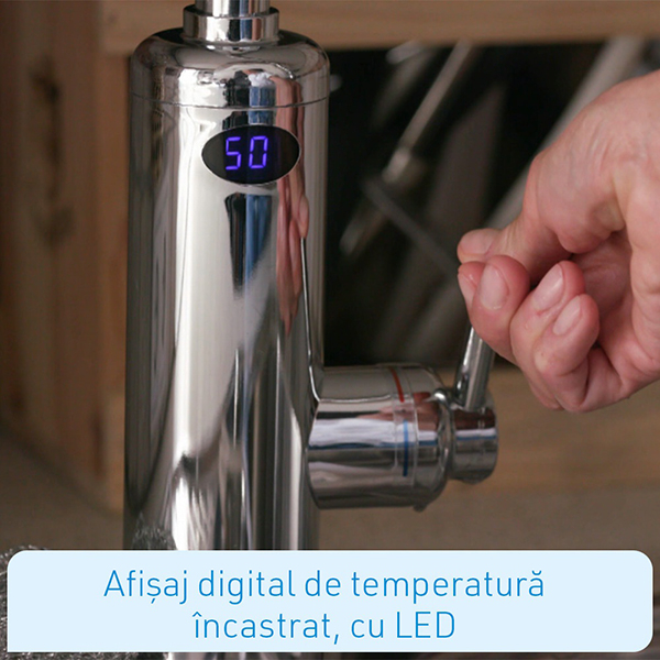 Robinet electric instant apa calda MEDIASHOP Aquadon SmartHeater Flex-Head, 4l/min, 3000W, argintiu