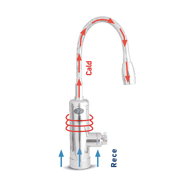 Robinet electric instant apa calda MEDIASHOP Aquadon SmartHeater Flex-Head, 4l/min, 3000W, argintiu