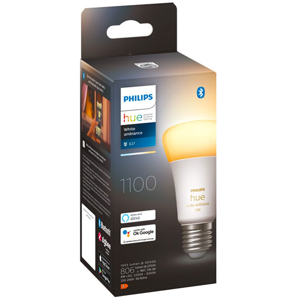 Bec LED Smart PHILIPS Hue 8719514291119, E27, 8W, 1100lm, lumina calda 