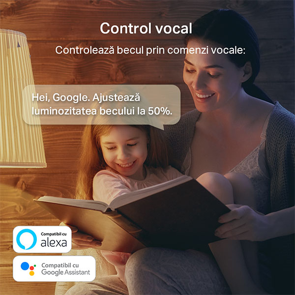 Set 2 becuri LED Smart TP-LINK Tapo L530E2B, E27, 9W, 806lm, Wi-Fi, lumina variabila, compatibil Alexa, Google Assistant