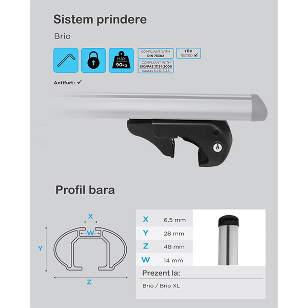 Bare transversale MENABO Brio, Toyota Corolla (E120) Station Wagon, 2002-2005, 120 cm
