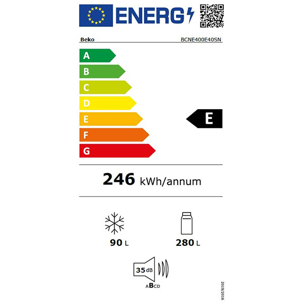 Combina frigorifica incorporabila BEKO BCNE400E40SN, No Frost, 370 l, H 194 cm, Clasa E