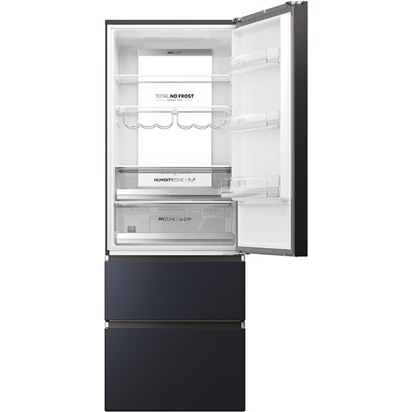 Combina frigorifica HAIER HTW7720ENMB, No Frost, 483 l, H 201 cm, Clasa E, Wi-Fi, negru