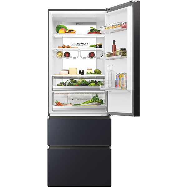 Combina frigorifica HAIER HTW7720ENMB, No Frost, 483 l, H 201 cm, Clasa E, Wi-Fi, negru