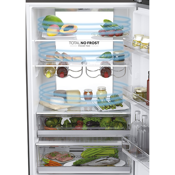 Combina frigorifica HAIER HTW7720ENMB, No Frost, 483 l, H 201 cm, Clasa E, Wi-Fi, negru