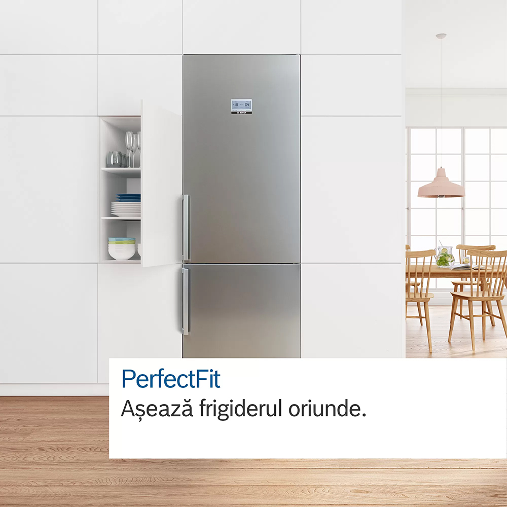 Combina frigorifica BOSCH KGN39VLEB, No Frost, 368 l, H 203 cm, Clasa E, inox