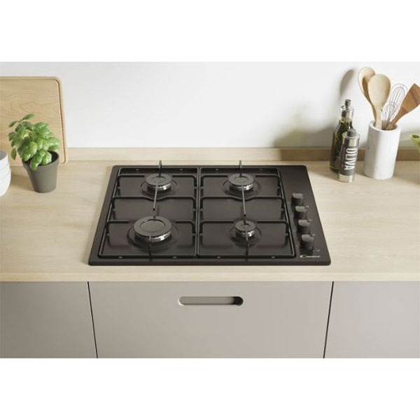 Plita incorporabila CANDY CHW6LBB, Gaz, 4 arzatoare, negru