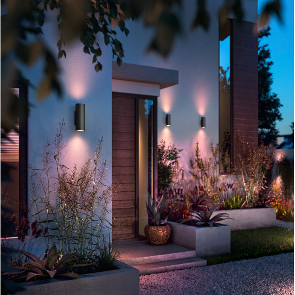 Aplica LED smart PHILIPS Hue 8718696174371, 2x8W, 1200lm, IP44, RGB, negru