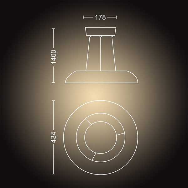 Lustra smart PHILIPS Hue Amaze 8718696175156, 33.5W, LED, intrerupator cu variator, alb