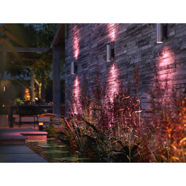 Aplica LED smart PHILIPS Hue 8718696176207, 2x8W, 1200lm, IP44, RGB, inox