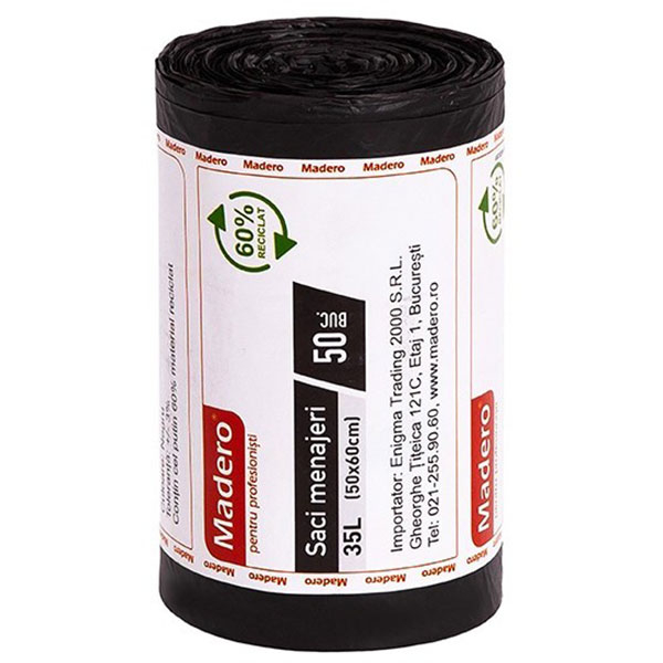 Saci menajeri MADERO 016153, 50 bucati, 35 l, negru