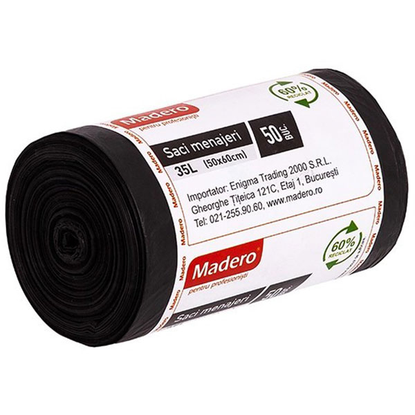 Saci menajeri MADERO 016153, 50 bucati, 35 l, negru