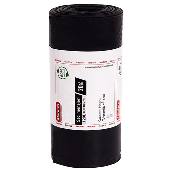 Saci menajeri MADERO 016597, 20 bucati, 120 l, negru
