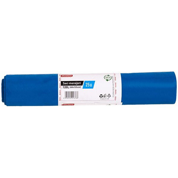 Saci menajeri MADERO 016788, 25 bucati, 120 l, albastru l